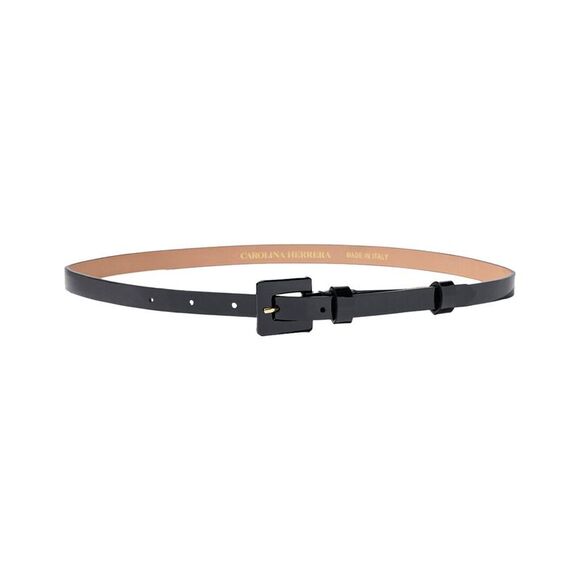 Carolina Herrera Black and Tan Graphic Belt Patent Leather Sz S BNWT Carolina Herrera Black and Tan Graphic Belt Patent Leather  main image 3